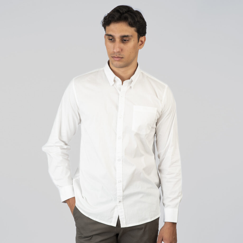 261GS-5072 NOS SHIRTS WITH CHEST POCKET AND DENSE EMBROIDERY WHITE