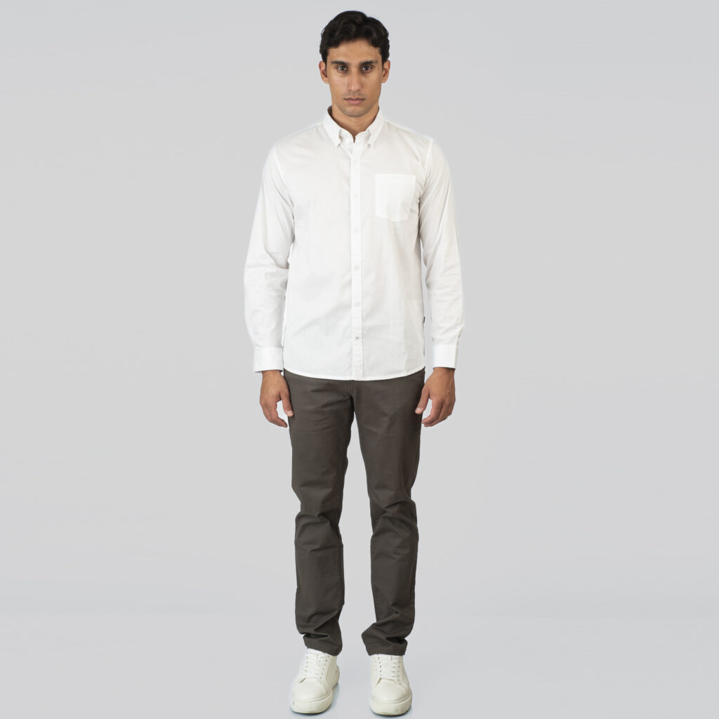 261GS-5072 NOS SHIRTS WITH CHEST POCKET AND DENSE EMBROIDERY WHITE