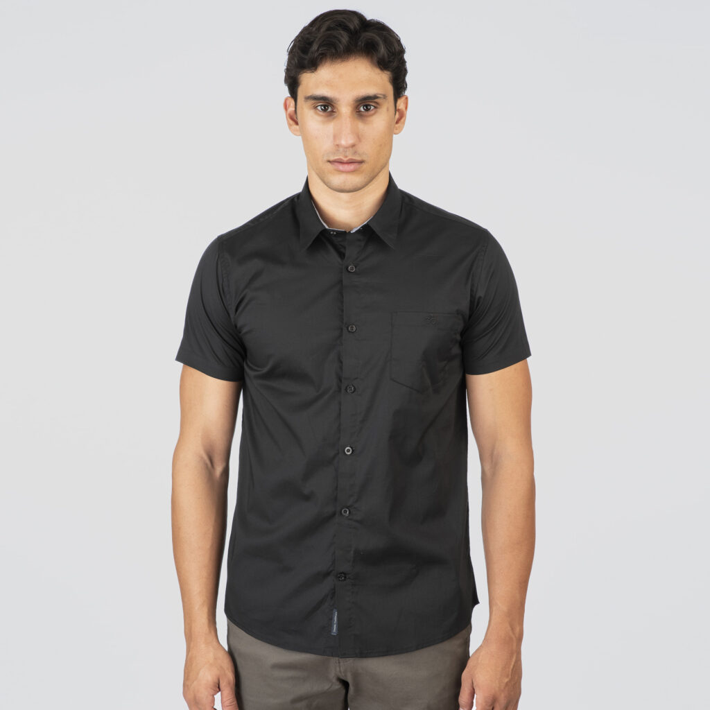 261GS-5073 NOS SHIRTS WITH CHEST POCKET AND SHORT SLEEVES BLACK