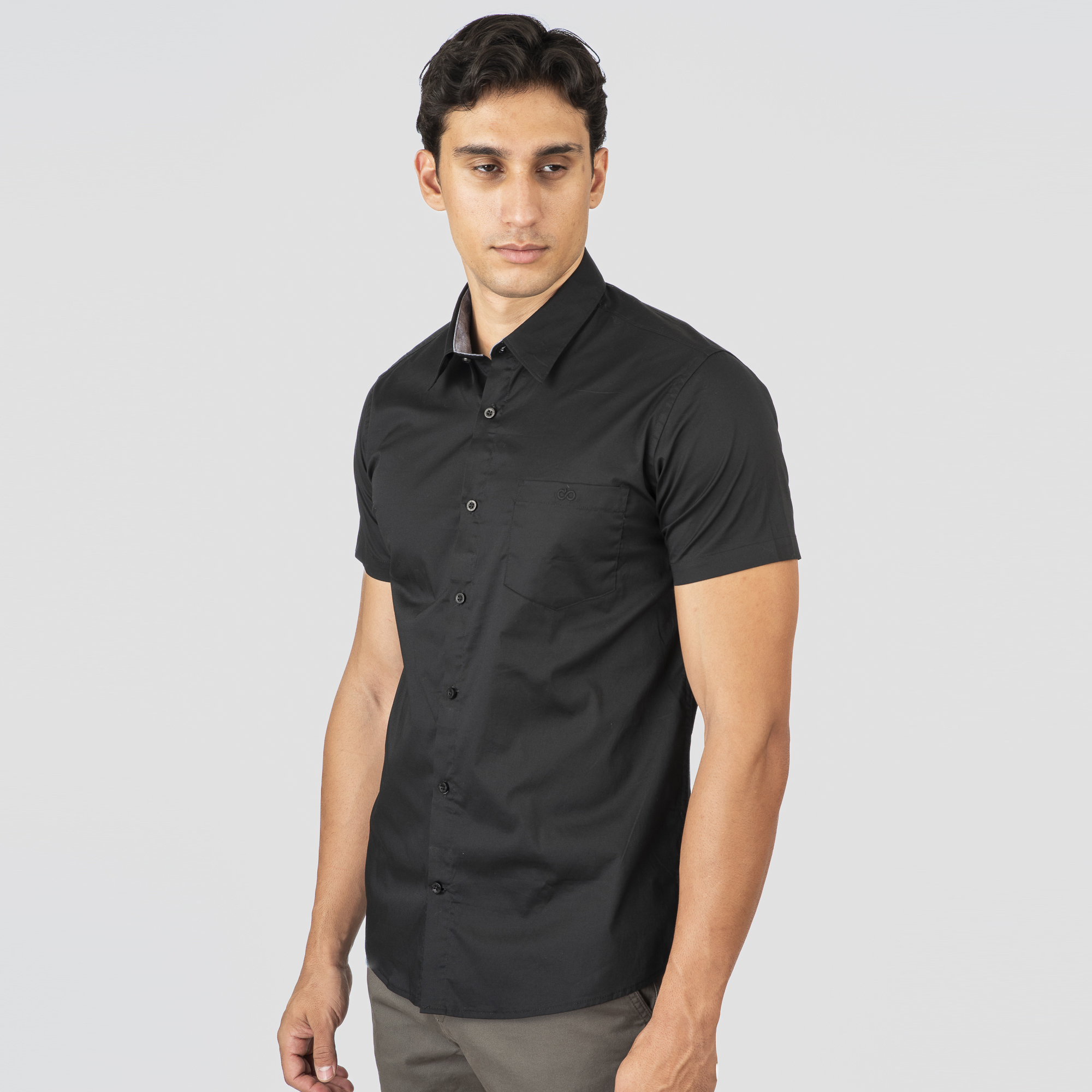 261GS-5073 NOS SHIRTS WITH CHEST POCKET AND SHORT SLEEVES BLACK - Image 3
