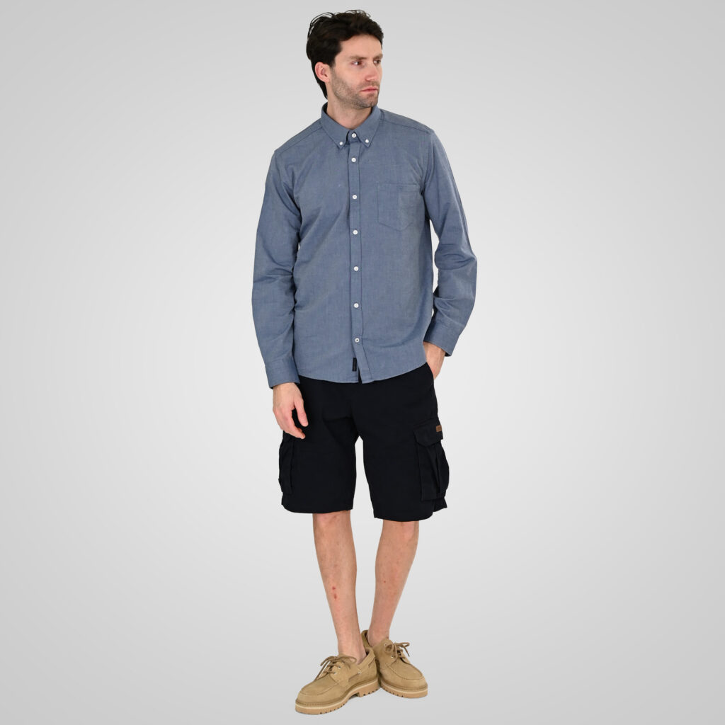 261GS-5183 OXFORD SHIRTS WITH STANDARD COLLAR,LONG SLEEVES AND CHEST POCKET OXFORD BLUE