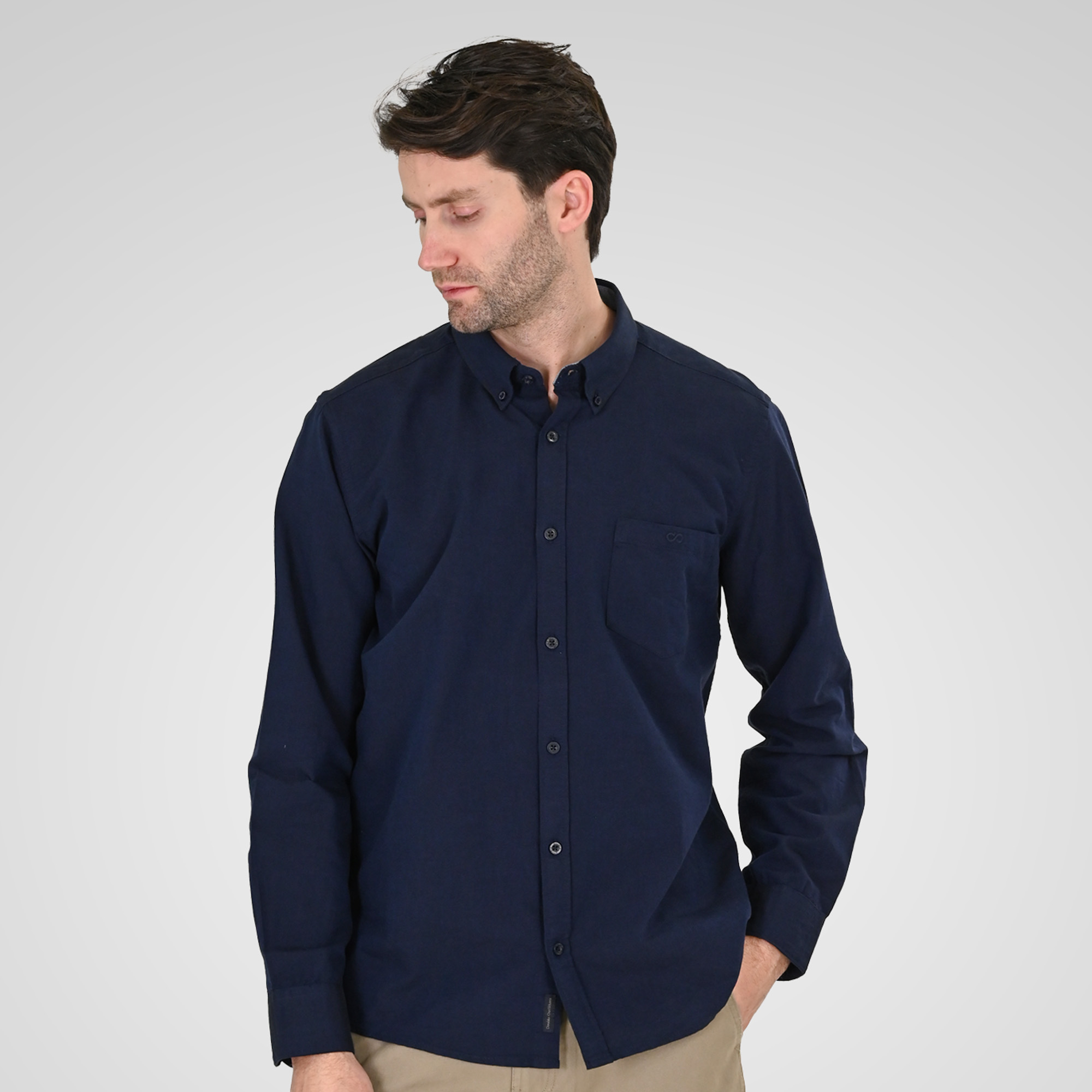 261GS-5183 OXFORD SHIRTS WITH STANDARD COLLAR,LONG SLEEVES AND CHEST POCKET NAVY - Image 1
