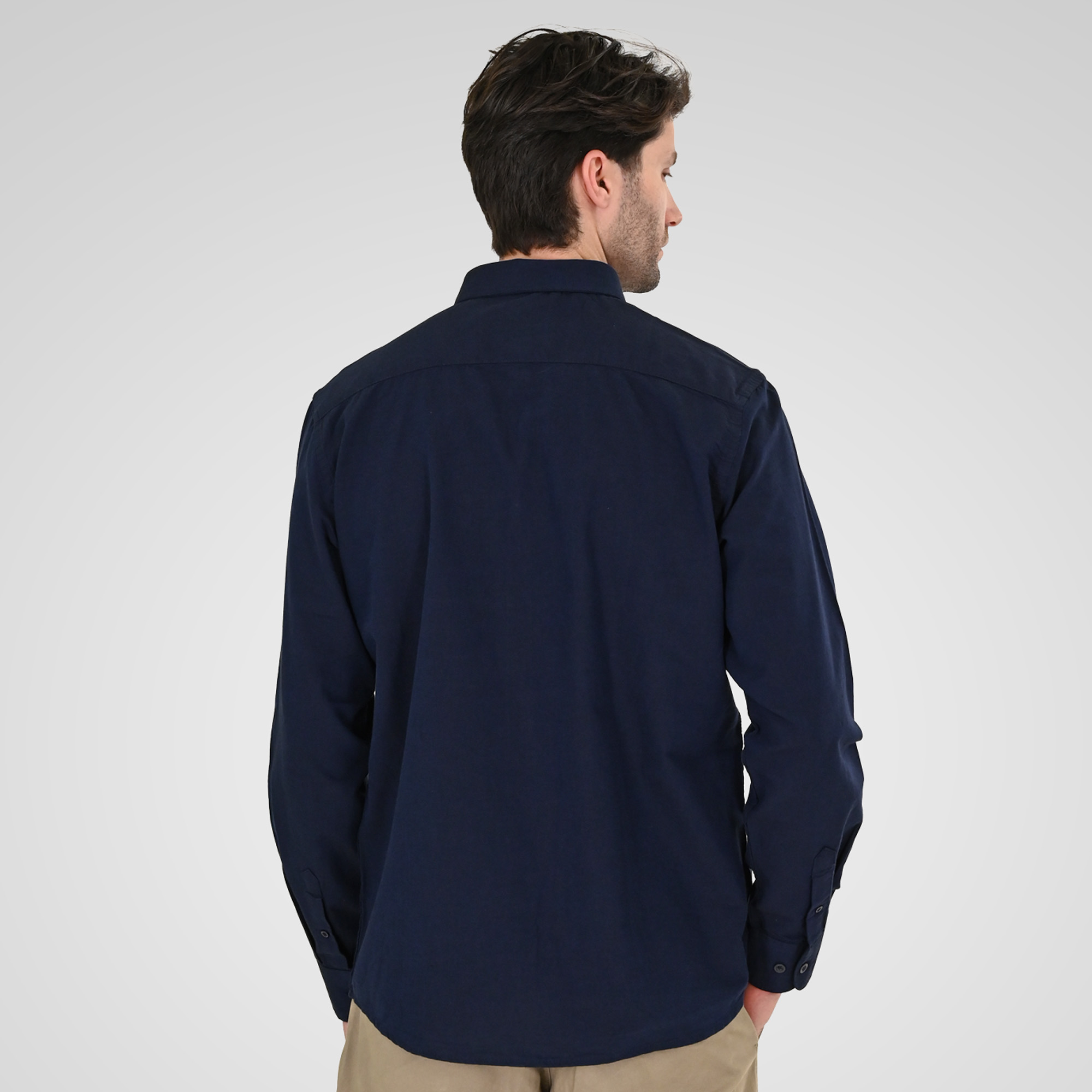 261GS-5183 OXFORD SHIRTS WITH STANDARD COLLAR,LONG SLEEVES AND CHEST POCKET NAVY - Image 4