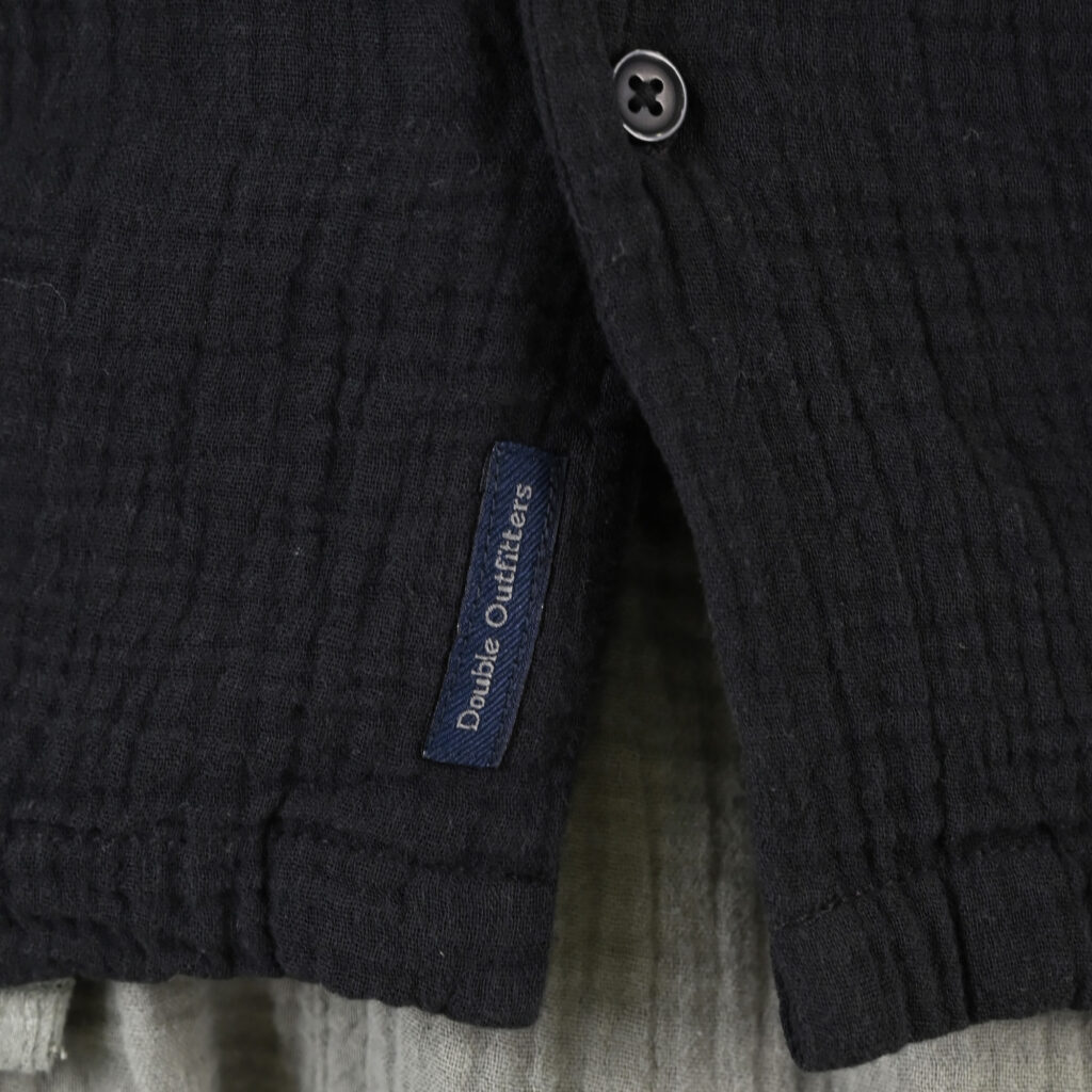 261GS-5184 WRINKLED SHIRTS WITH CHEST POCKET, CAMP COLLAR AND SHORT SLEEVES (SPECIAL FABRIC) (RELAXED FIT) BLACK