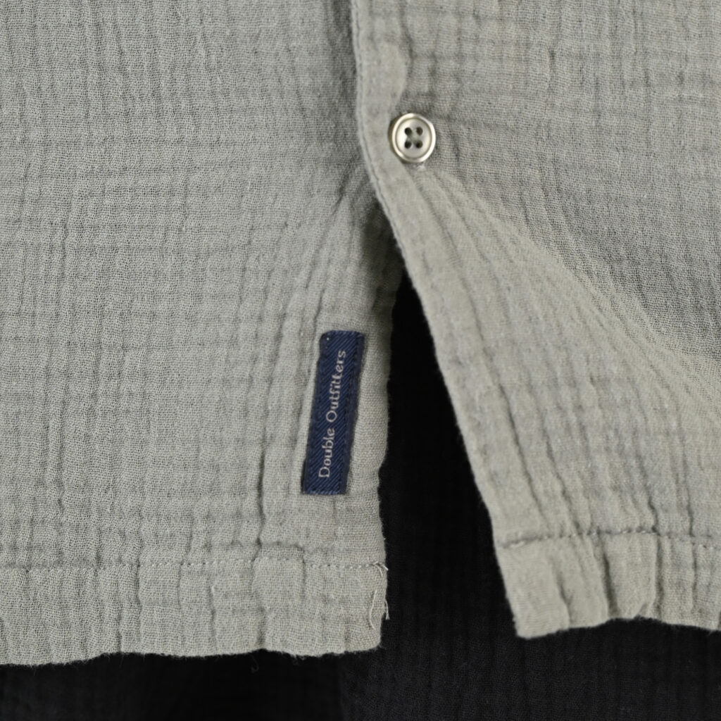 261GS-5184 WRINKLED SHIRTS WITH CHEST POCKET, CAMP COLLAR AND SHORT SLEEVES (SPECIAL FABRIC) (RELAXED FIT) LT KHAKI