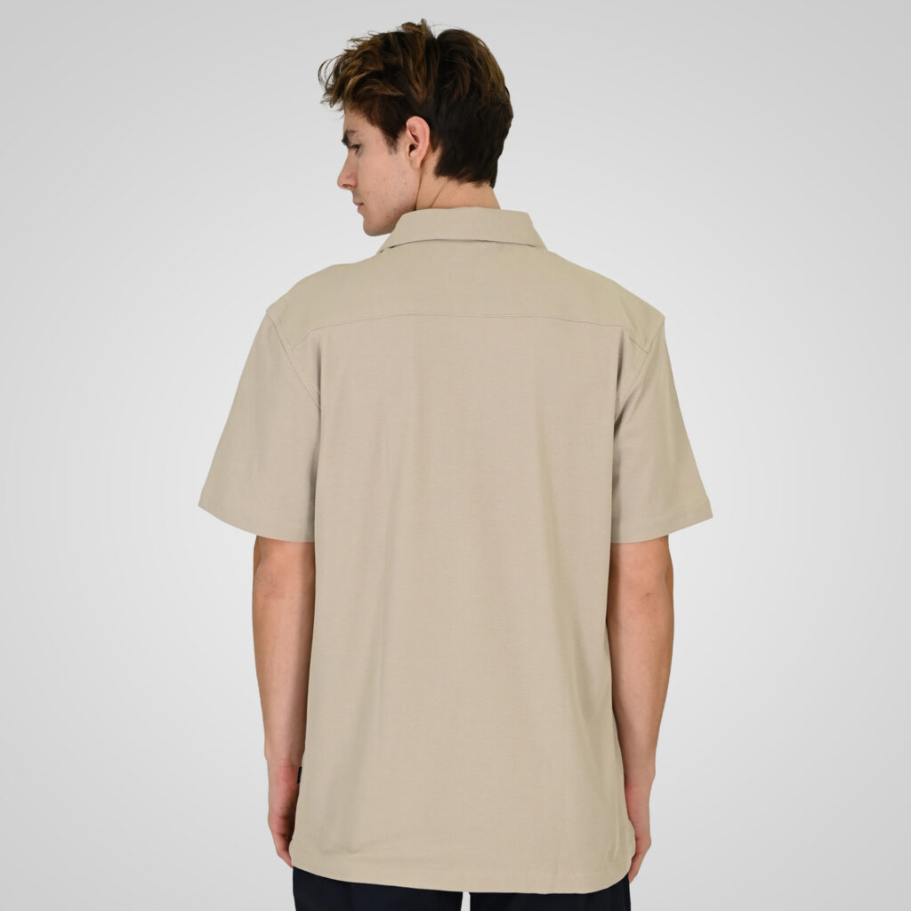 261GS-5185 SHIRTS WITH CHEST POCKET AND SHORT SLEEVES (SPECIAL PIQUE FABRIC) (RELAXED FIT) CREAM