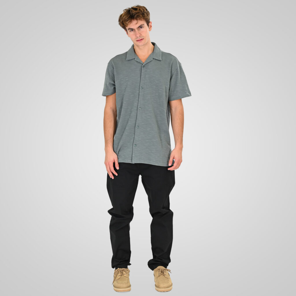 261GS-5186 SHIRTS WITH CAMP COLLAR AND SHORT SLEEVES (RELAXED FIT) (SPECIAL FABRIC) DK MINT