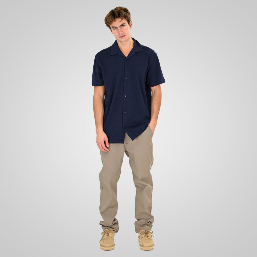 261GS-5186 SHIRTS WITH CAMP COLLAR AND SHORT SLEEVES (RELAXED FIT) (SPECIAL FABRIC) NIGHT BLUE