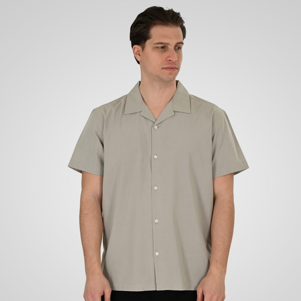 261GS-5187 SHIRTS WITH CAMP COLLAR AND SHORT SLEEVES (RELAXED FIT) AGATE GREY