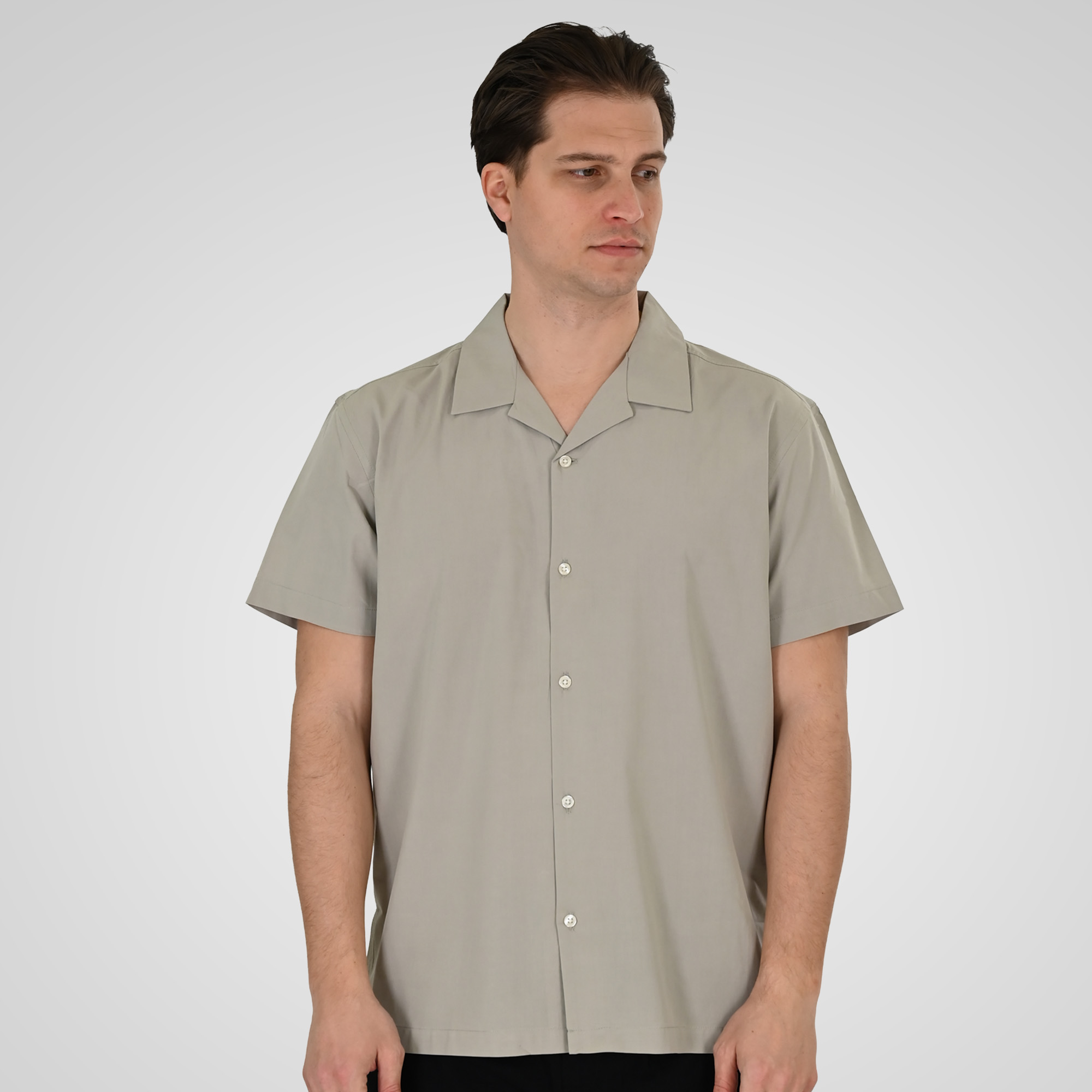 261GS-5187 SHIRTS WITH CAMP COLLAR AND SHORT SLEEVES (RELAXED FIT) AGATE GREY - Image 1