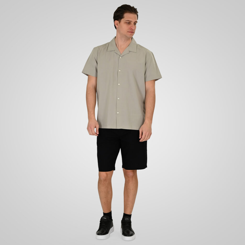 261GS-5187 SHIRTS WITH CAMP COLLAR AND SHORT SLEEVES (RELAXED FIT) AGATE GREY