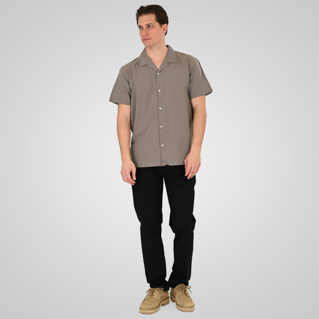 261GS-5187 SHIRTS WITH CAMP COLLAR AND SHORT SLEEVES (RELAXED FIT) FOG