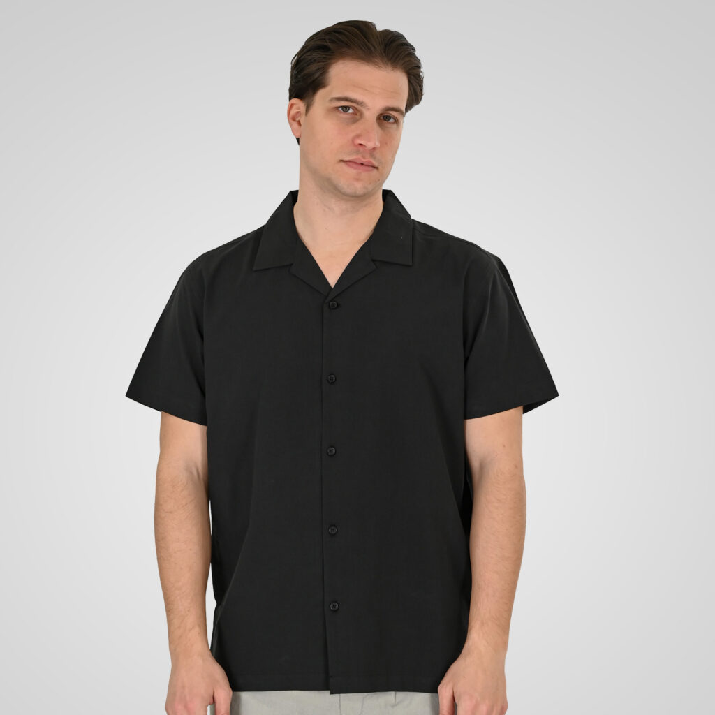 261GS-5187 SHIRTS WITH CAMP COLLAR AND SHORT SLEEVES (RELAXED FIT) BLACK