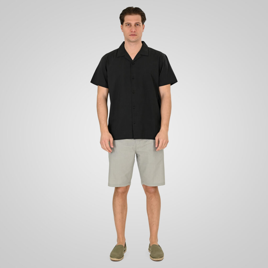 261GS-5187 SHIRTS WITH CAMP COLLAR AND SHORT SLEEVES (RELAXED FIT) BLACK