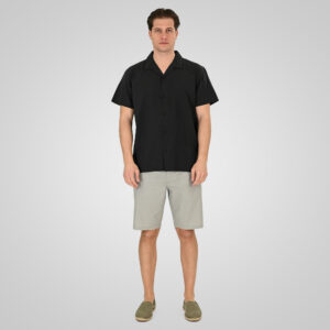 261GS-5187 SHIRTS WITH CAMP COLLAR AND SHORT SLEEVES (RELAXED FIT) BLACK