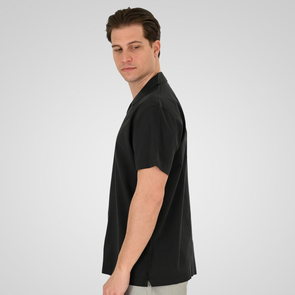 261GS-5187 SHIRTS WITH CAMP COLLAR AND SHORT SLEEVES (RELAXED FIT) BLACK