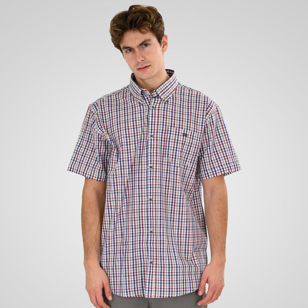 261GS-5188 SHIRTS WITH CHEST POCKET AND SHORT SLEEVES CC98 RED INDIGO