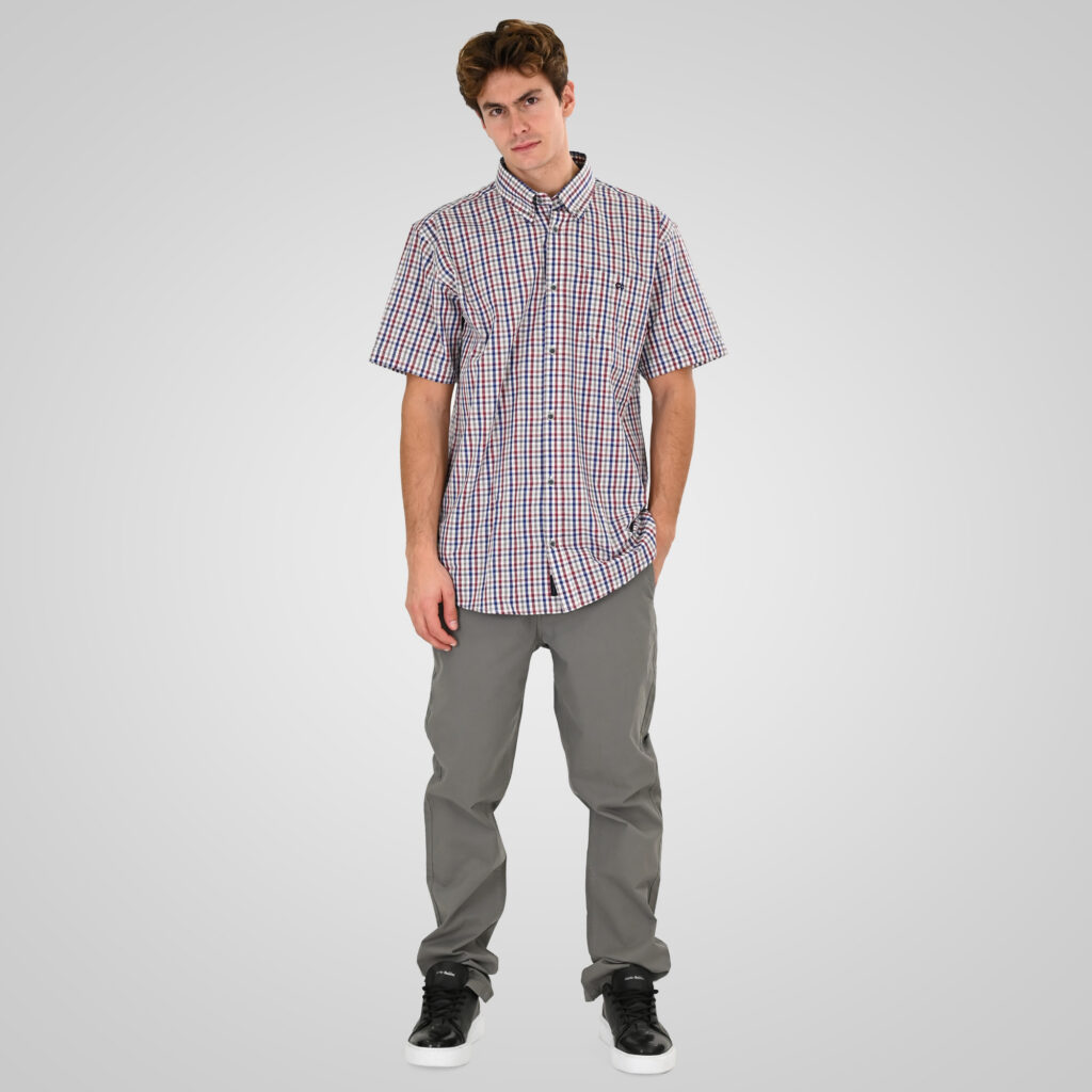 261GS-5188 SHIRTS WITH CHEST POCKET AND SHORT SLEEVES CC98 RED INDIGO