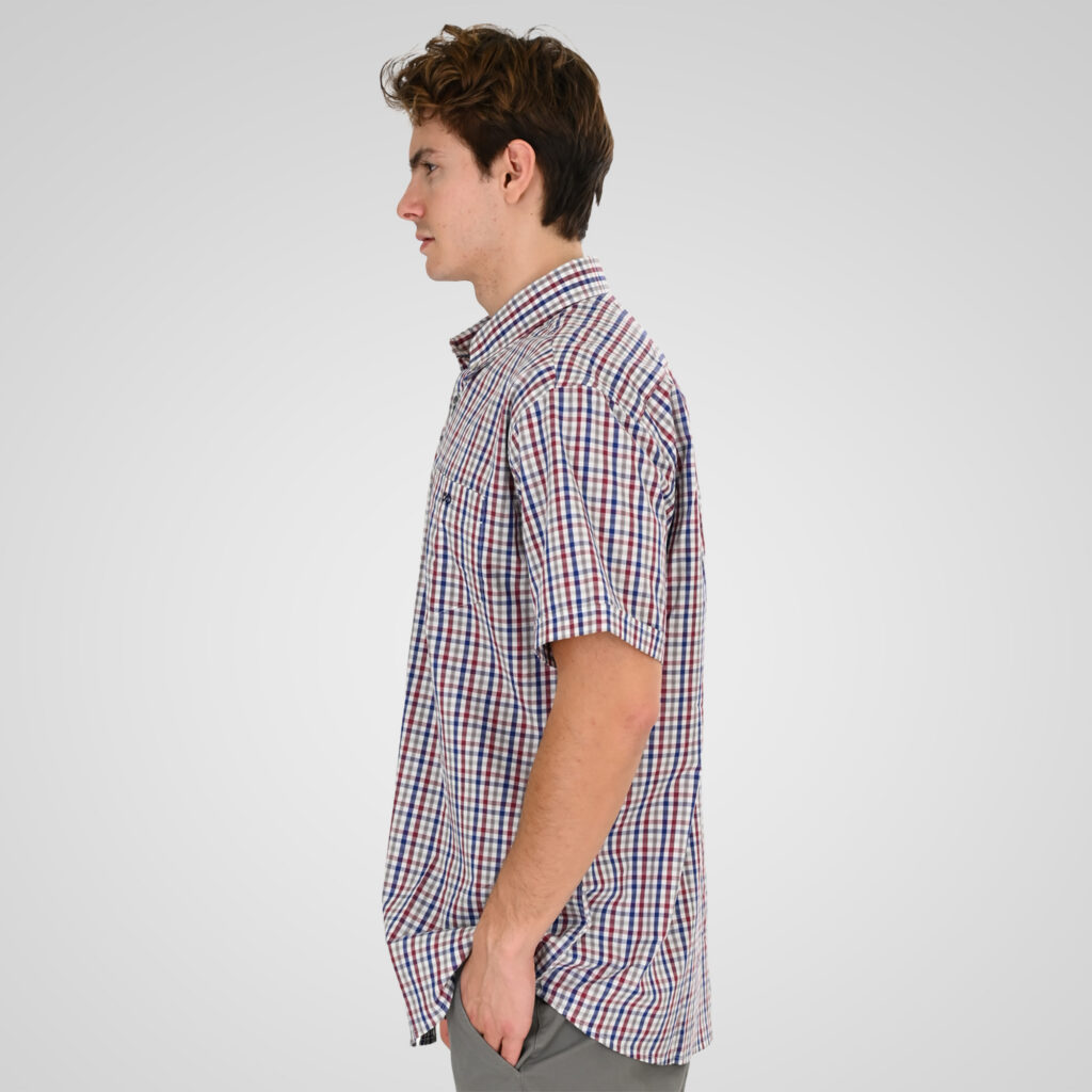 261GS-5188 SHIRTS WITH CHEST POCKET AND SHORT SLEEVES CC98 RED INDIGO