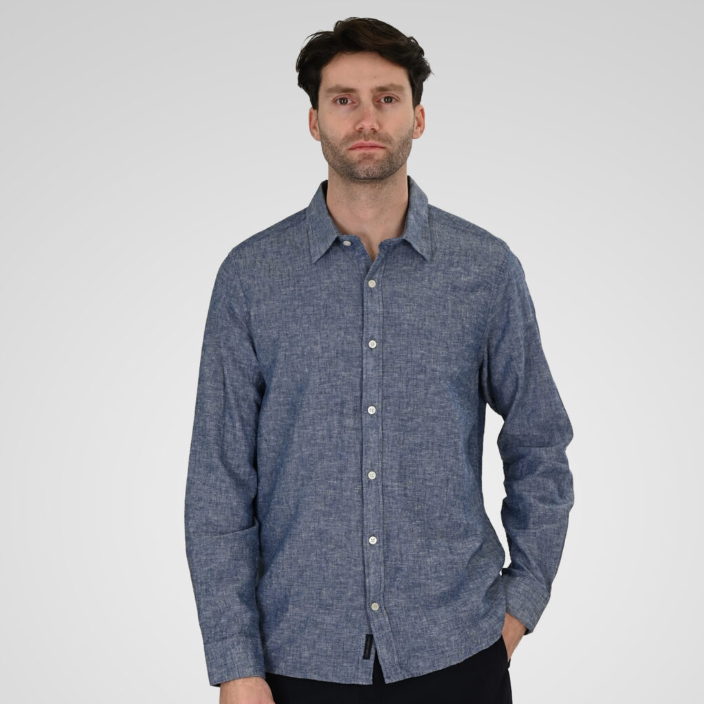 261GS-5190 SHIRT LINEN WITH LONG SLEEVES BLUE MELANGE
