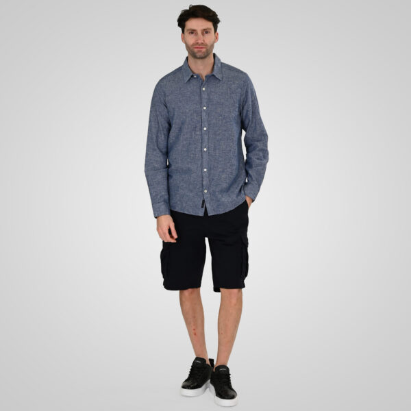 261GS-5190 SHIRT LINEN WITH LONG SLEEVES BLUE MELANGE