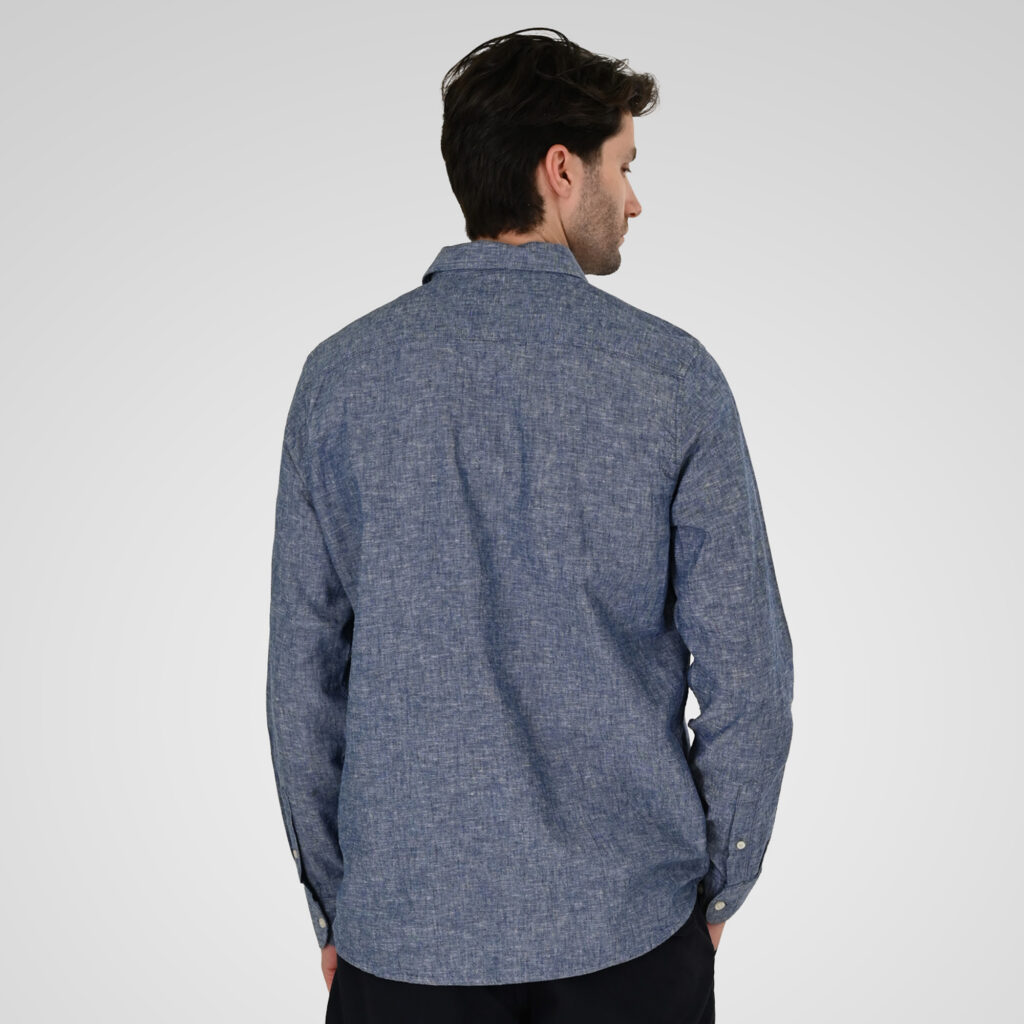261GS-5190 SHIRT LINEN WITH LONG SLEEVES BLUE MELANGE