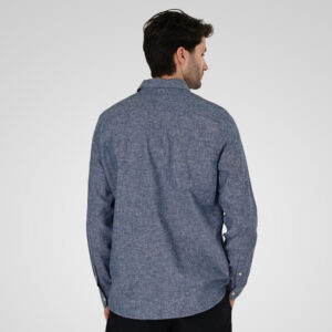 261GS-5190 SHIRT LINEN WITH LONG SLEEVES BLUE MELANGE - Image 4