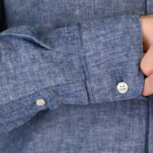 261GS-5190 SHIRT LINEN WITH LONG SLEEVES BLUE MELANGE - Image 6