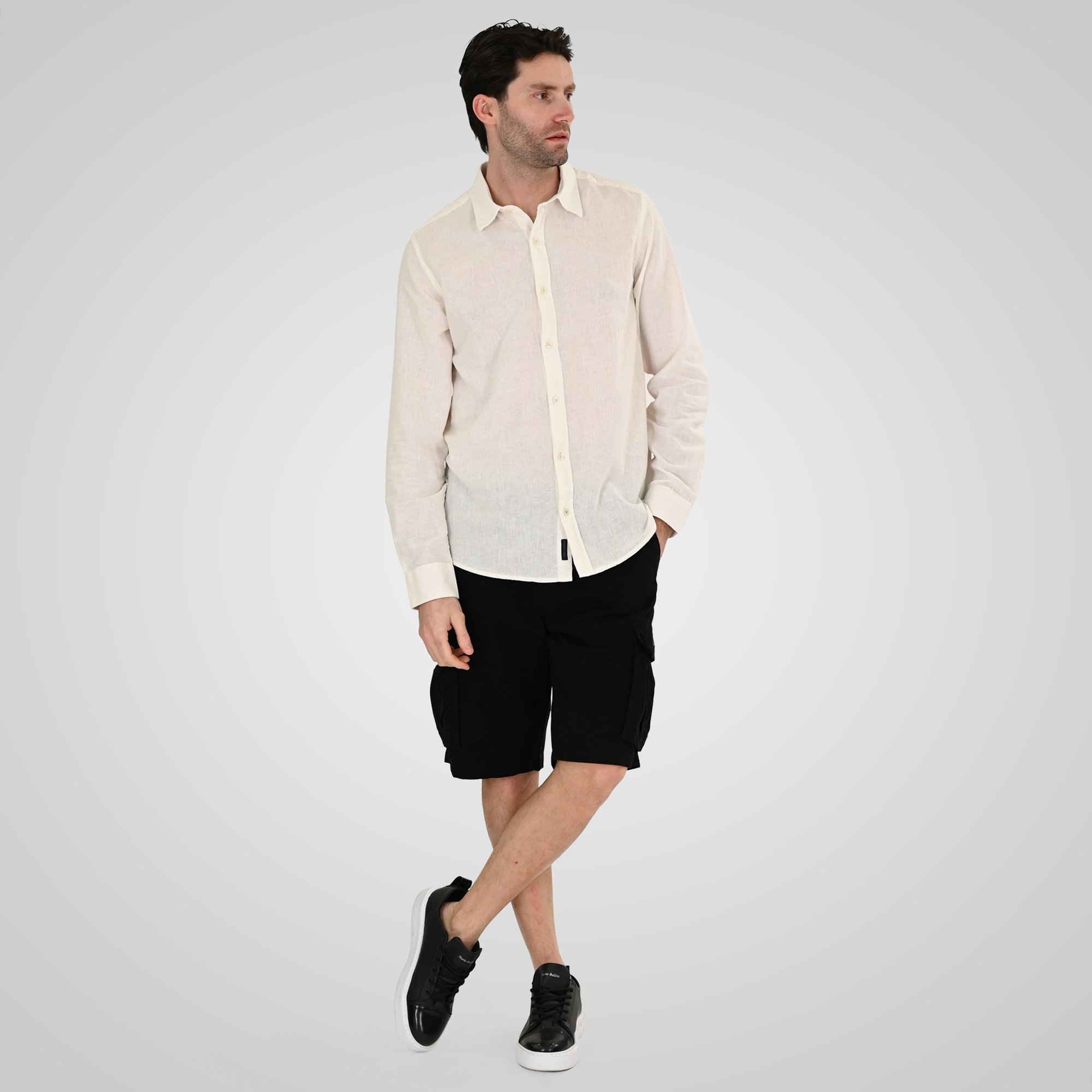 261GS-5190 SHIRT LINEN WITH LONG SLEEVES LINEN WHITE - Image 2