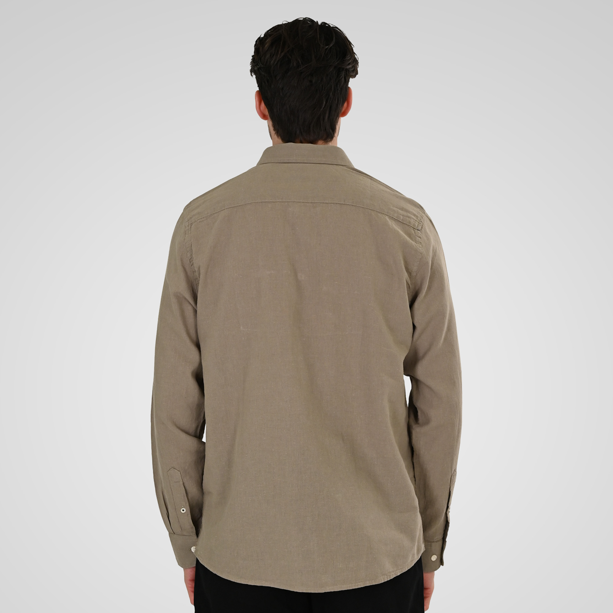 261GS-5190 SHIRT LINEN WITH LONG SLEEVES TAUPE - Image 4