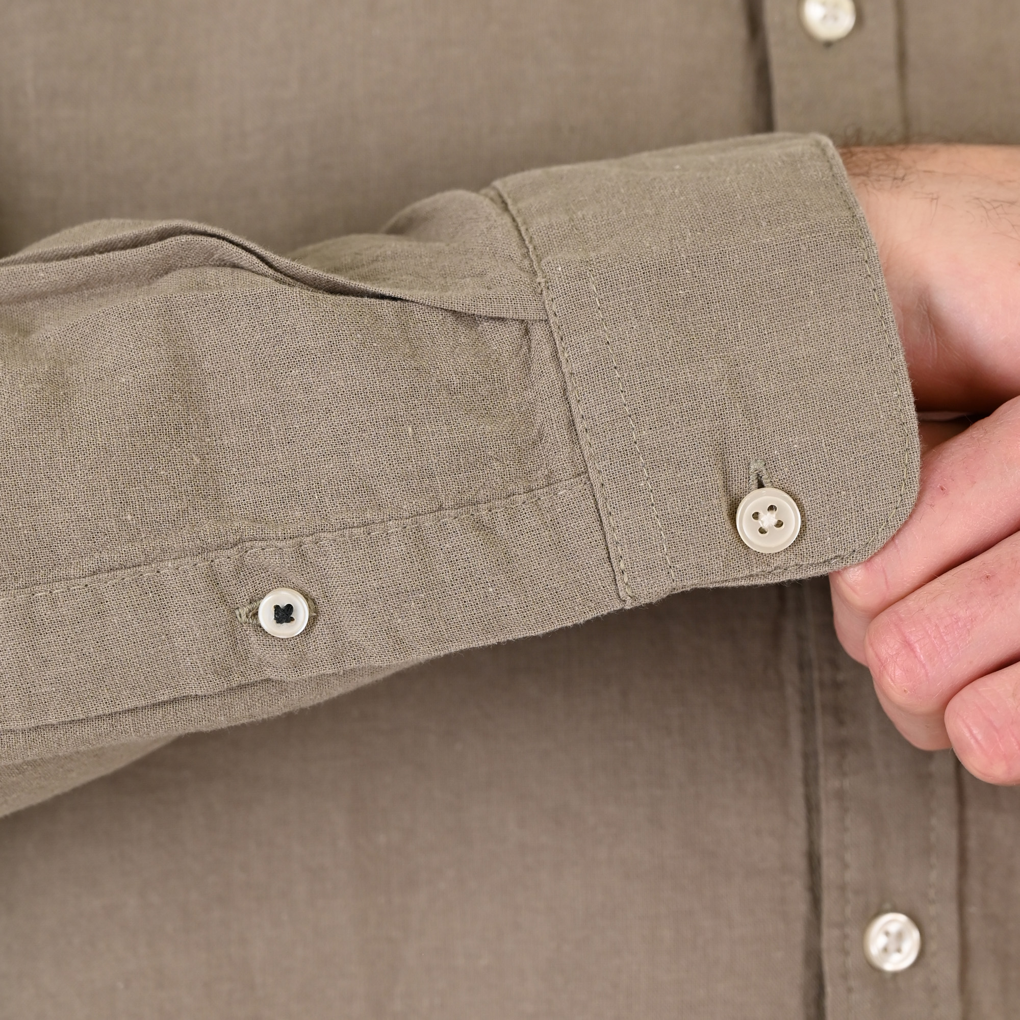 261GS-5190 SHIRT LINEN WITH LONG SLEEVES TAUPE - Image 6