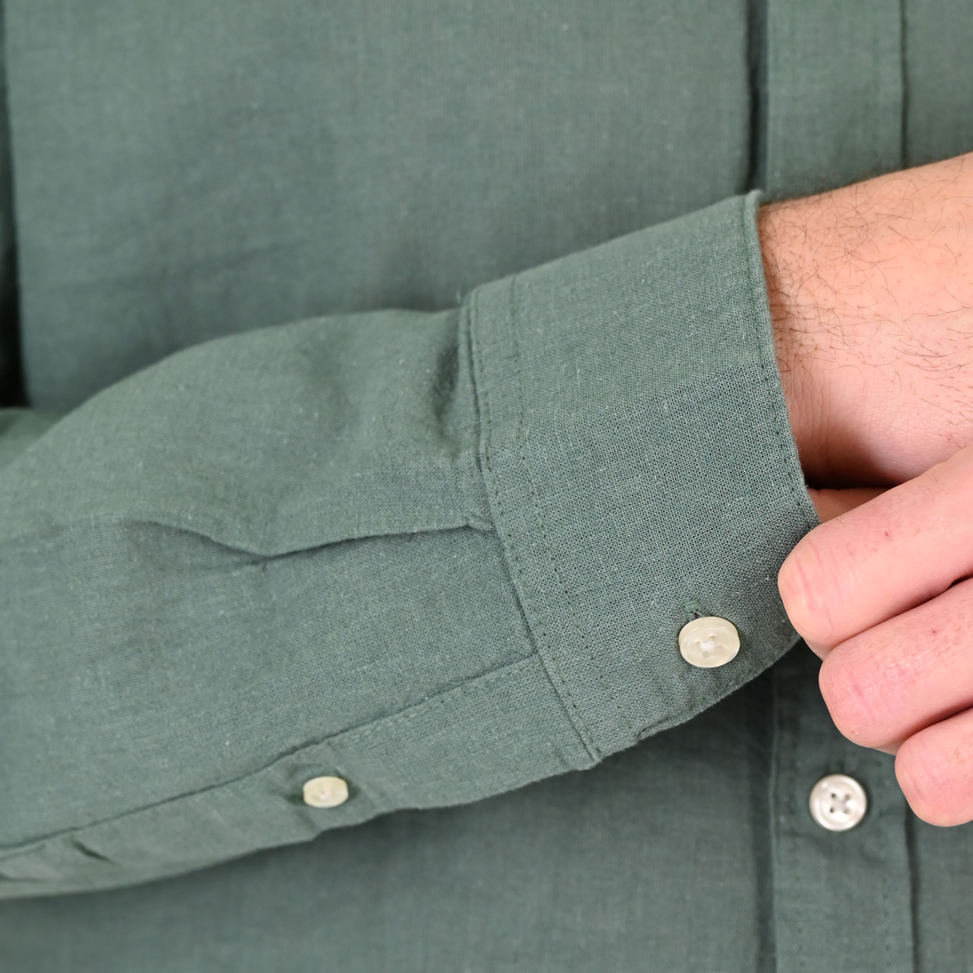 261GS-5190 SHIRT LINEN WITH LONG SLEEVES PALM GREEN - Image 6