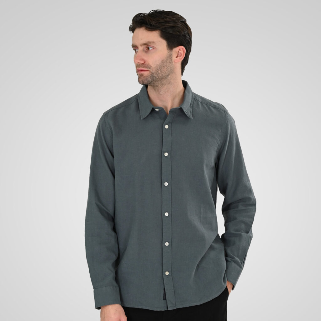 261GS-5190 SHIRT LINEN WITH LONG SLEEVES STONE BLUE