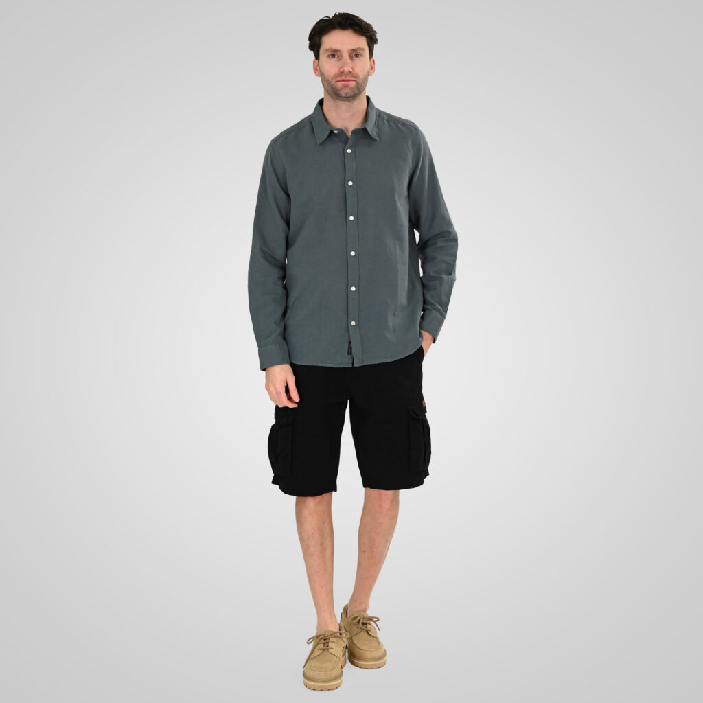 261GS-5190 SHIRT LINEN WITH LONG SLEEVES STONE BLUE