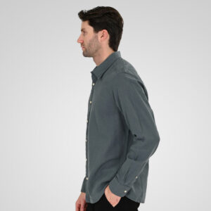 261GS-5190 SHIRT LINEN WITH LONG SLEEVES STONE BLUE - Image 3