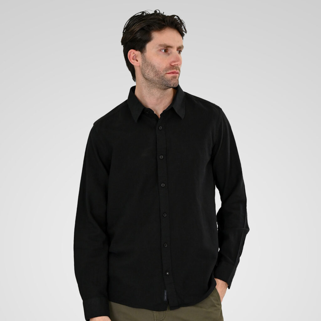 261GS-5190 SHIRT LINEN WITH LONG SLEEVES BLACK