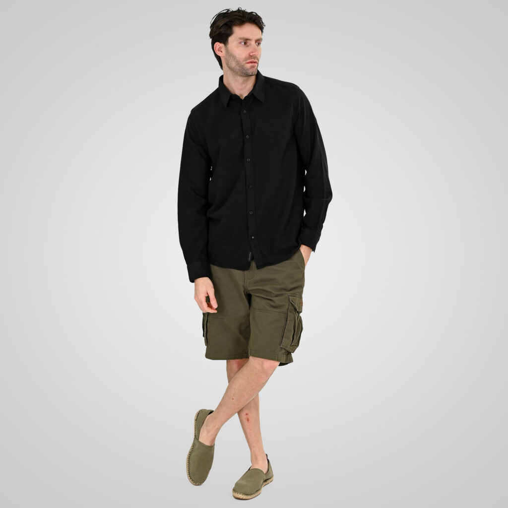 261GS-5190 SHIRT LINEN WITH LONG SLEEVES BLACK