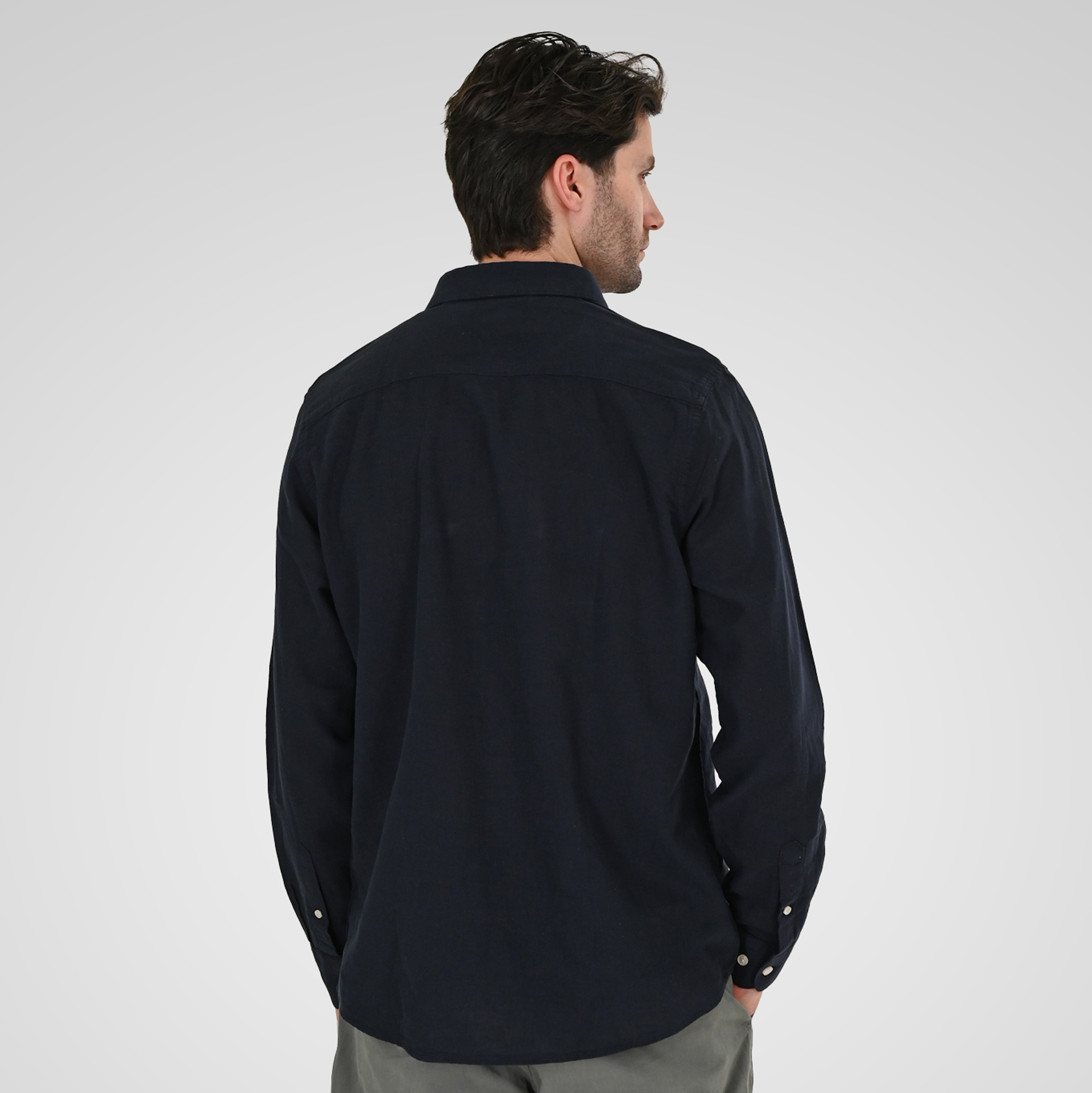261GS-5190 SHIRT LINEN WITH LONG SLEEVES NAVY - Image 4