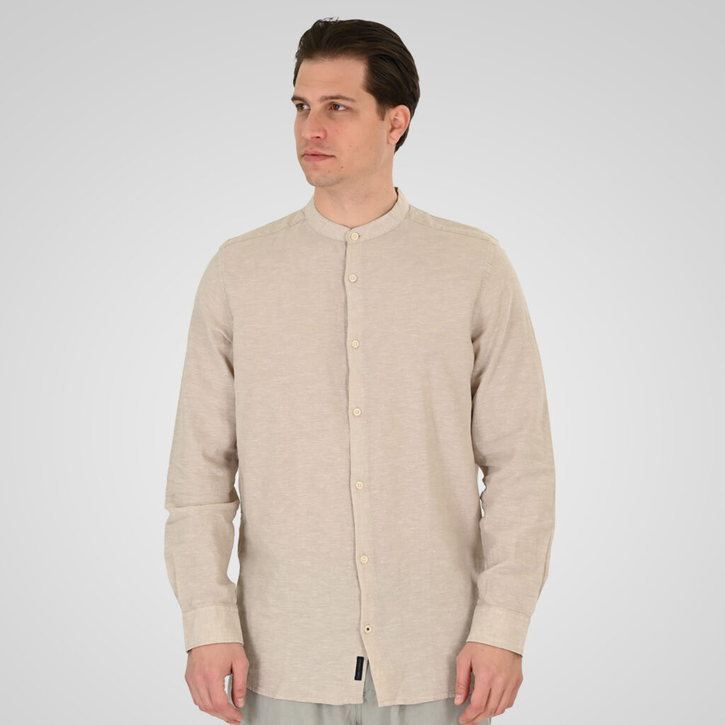 261GS-5191 SHIRT LINEN WITH MAO COLLAR AND LONG SLEEVES BEIGE