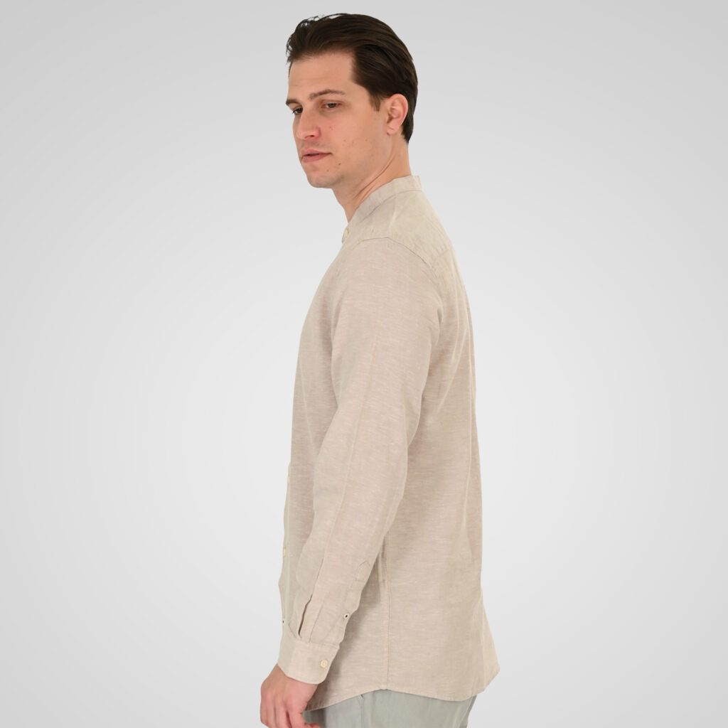 261GS-5191 SHIRT LINEN WITH MAO COLLAR AND LONG SLEEVES BEIGE