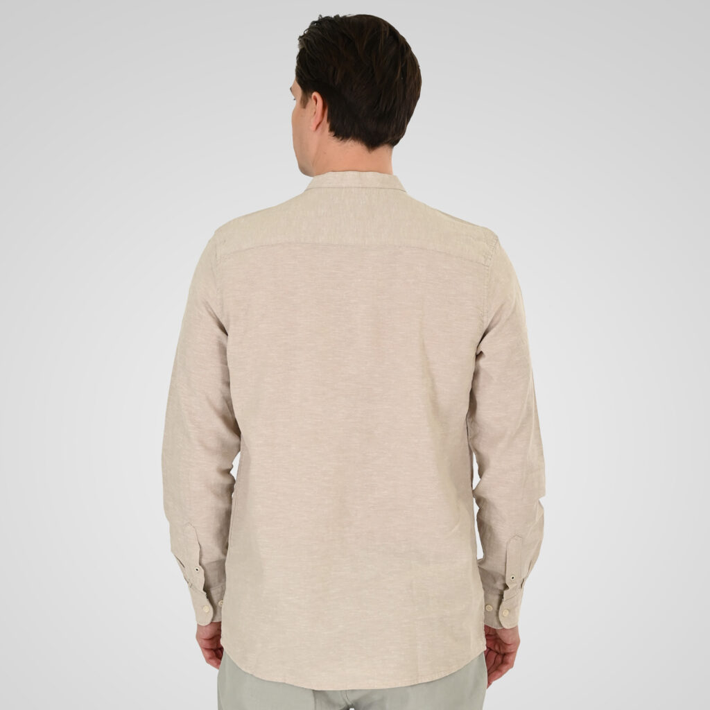 261GS-5191 SHIRT LINEN WITH MAO COLLAR AND LONG SLEEVES BEIGE