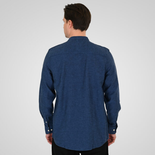 261GS-5191 SHIRT LINEN WITH MAO COLLAR AND LONG SLEEVES INDIGO MELANGE