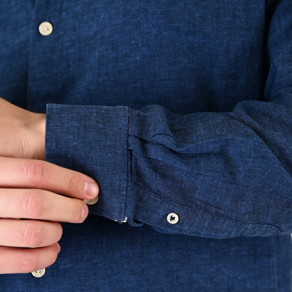 261GS-5191 SHIRT LINEN WITH MAO COLLAR AND LONG SLEEVES INDIGO MELANGE