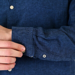 261GS-5191 SHIRT LINEN WITH MAO COLLAR AND LONG SLEEVES INDIGO MELANGE - Image 6