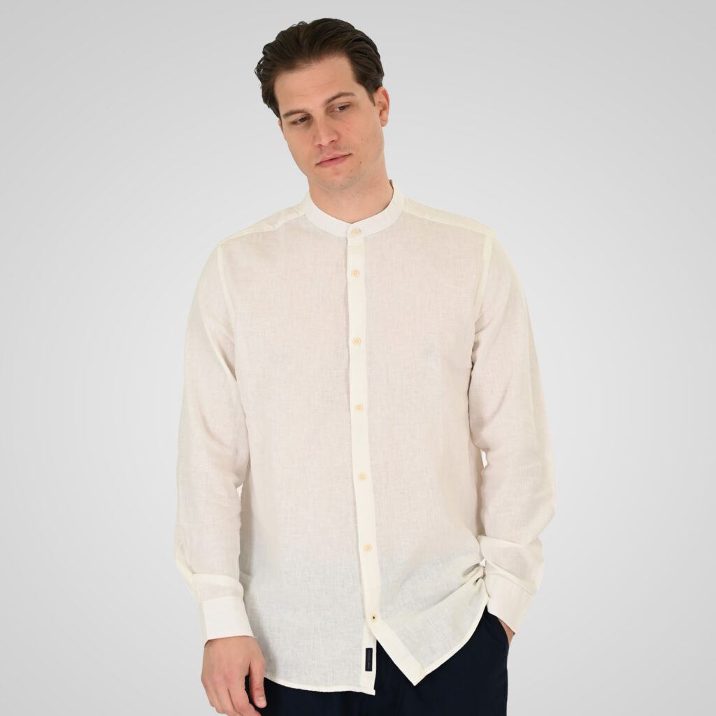 261GS-5191 SHIRT LINEN WITH MAO COLLAR AND LONG SLEEVES LINEN WHITE