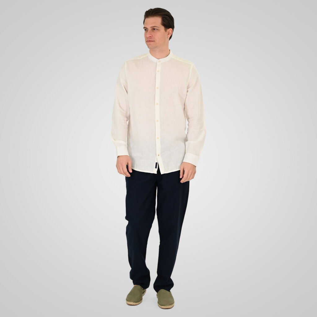 261GS-5191 SHIRT LINEN WITH MAO COLLAR AND LONG SLEEVES LINEN WHITE