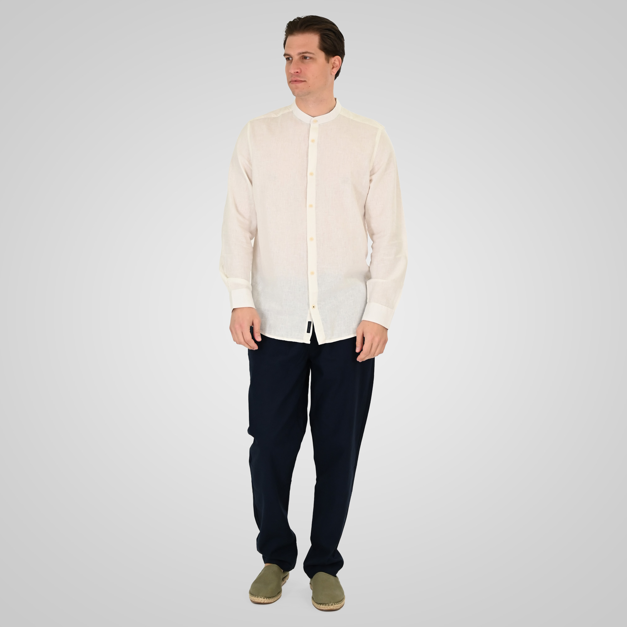 261GS-5191 SHIRT LINEN WITH MAO COLLAR AND LONG SLEEVES LINEN WHITE - Image 2