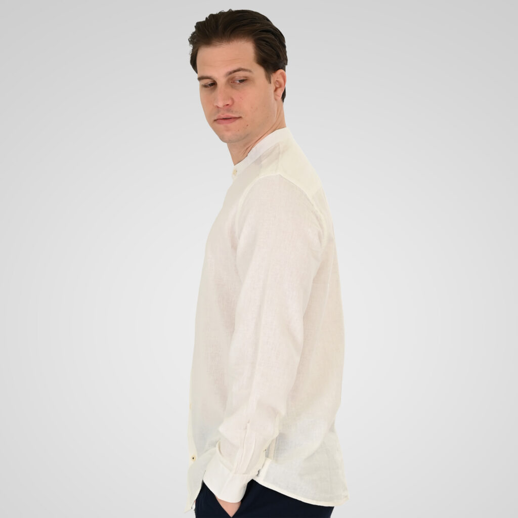 261GS-5191 SHIRT LINEN WITH MAO COLLAR AND LONG SLEEVES LINEN WHITE