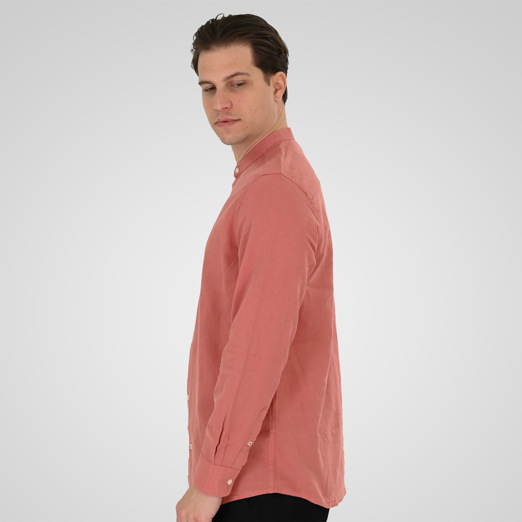 261GS-5191 SHIRT LINEN WITH MAO COLLAR AND LONG SLEEVES DUSTY CORAL - Image 3