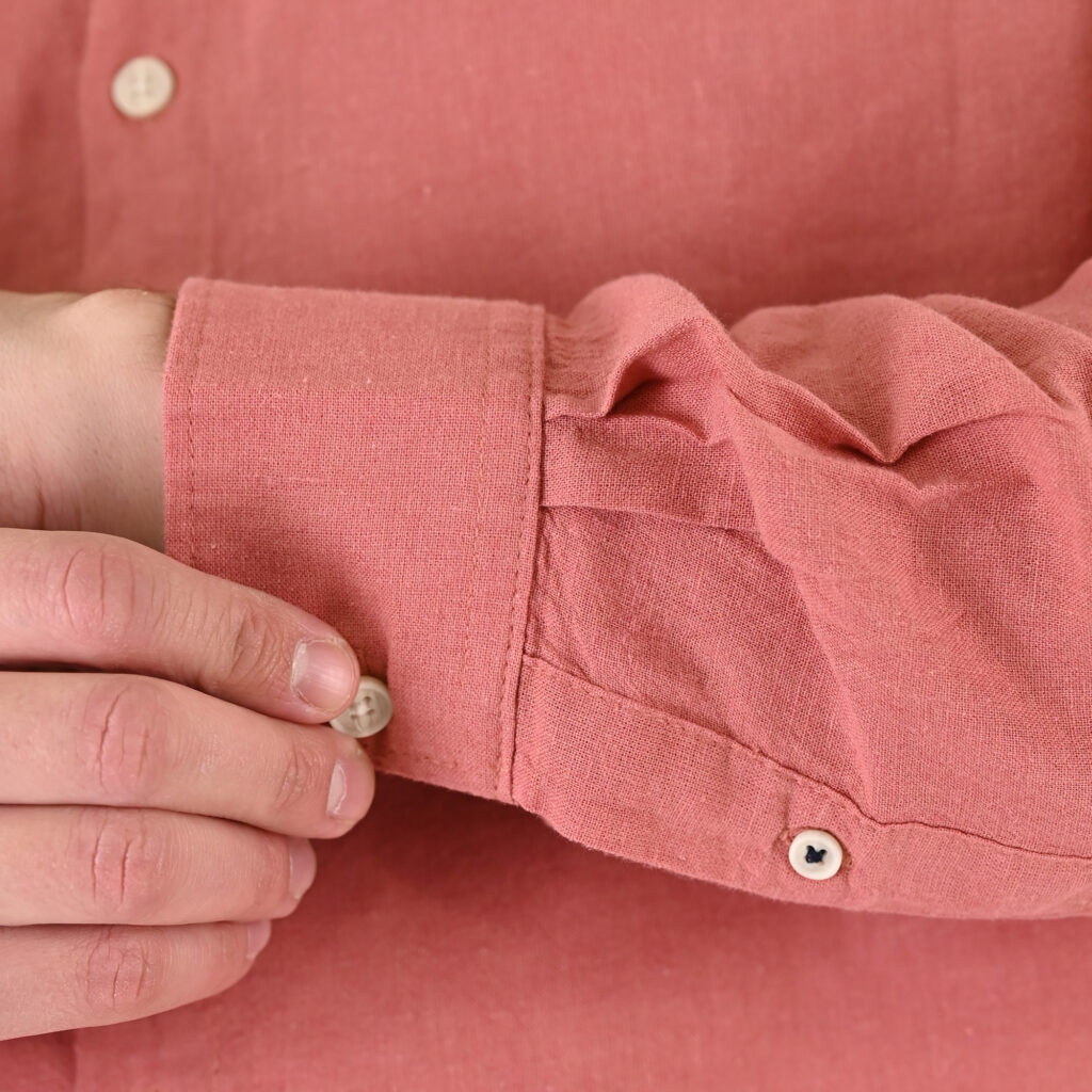 261GS-5191 SHIRT LINEN WITH MAO COLLAR AND LONG SLEEVES DUSTY CORAL